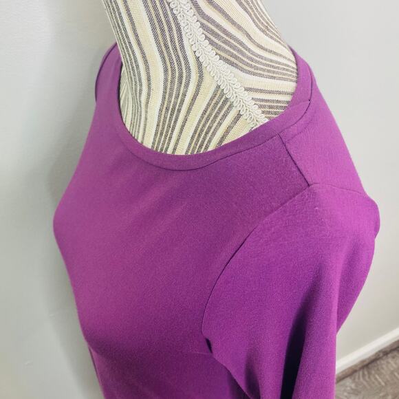 Eileen Fisher Purple Knit Dress Viscose Women XS Short Sleeve Curved Hem Casual - Picture 7 of 11